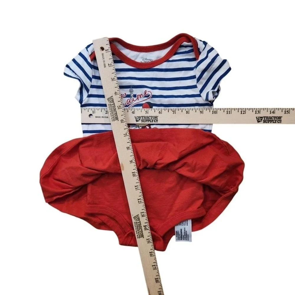 Disney Baby Minnie Mouse Paris Striped Ruffle Dress One Piece 12-18‎ Months